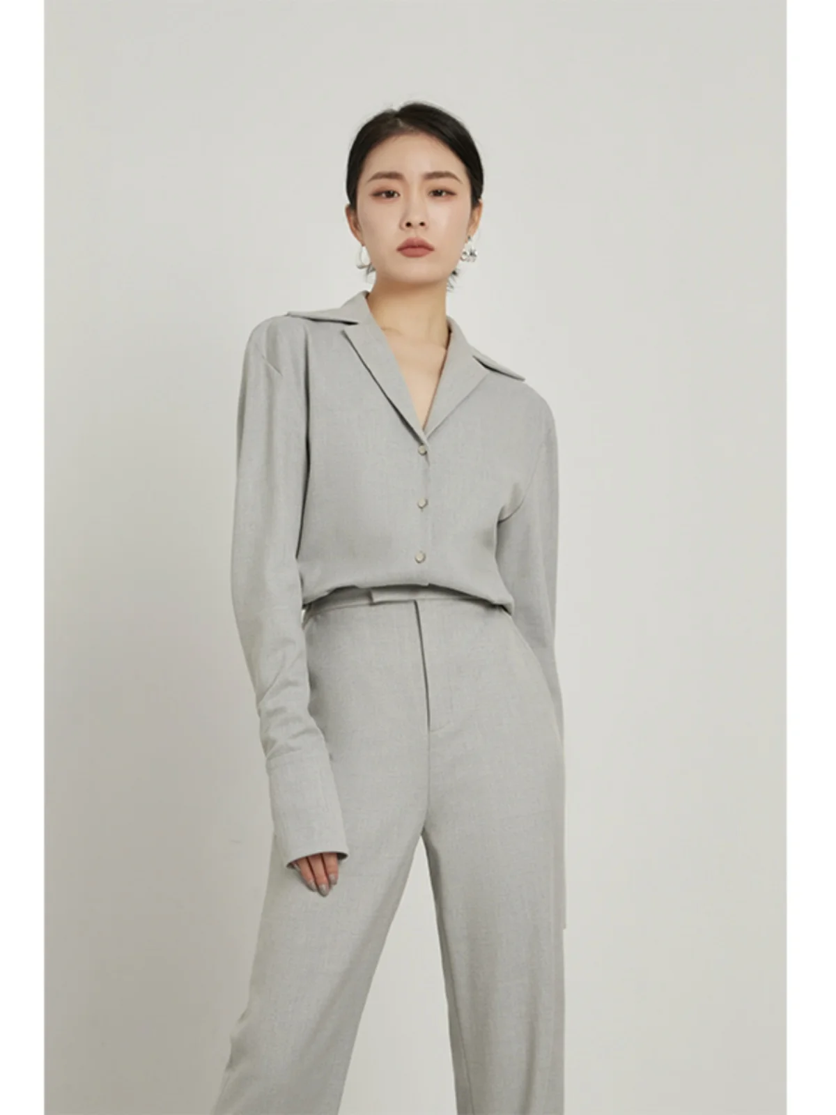 

NANASTORE Long Sve irt Женская осенняя новинка Profional V-ne Loose Color ort irt Retro French Sle Cotton Po...