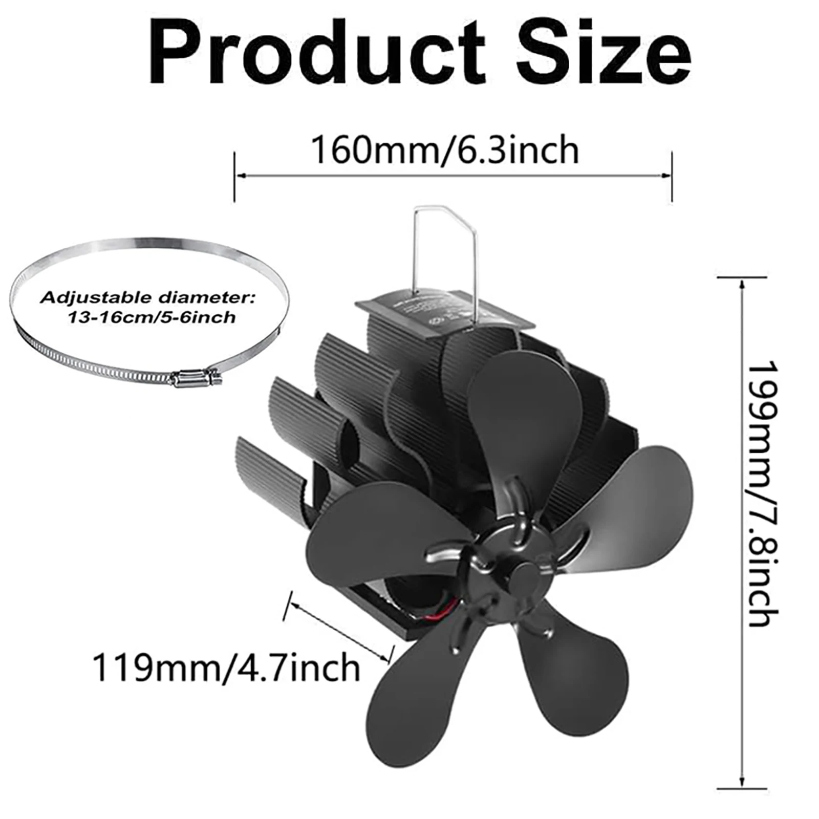 Magnetische Houtkachelventilator, Door Warmte Aangedreven Kachelventilator, Magnetisch Gemonteerde Rookpijp Haardventilator, Stille Ecofan Voor