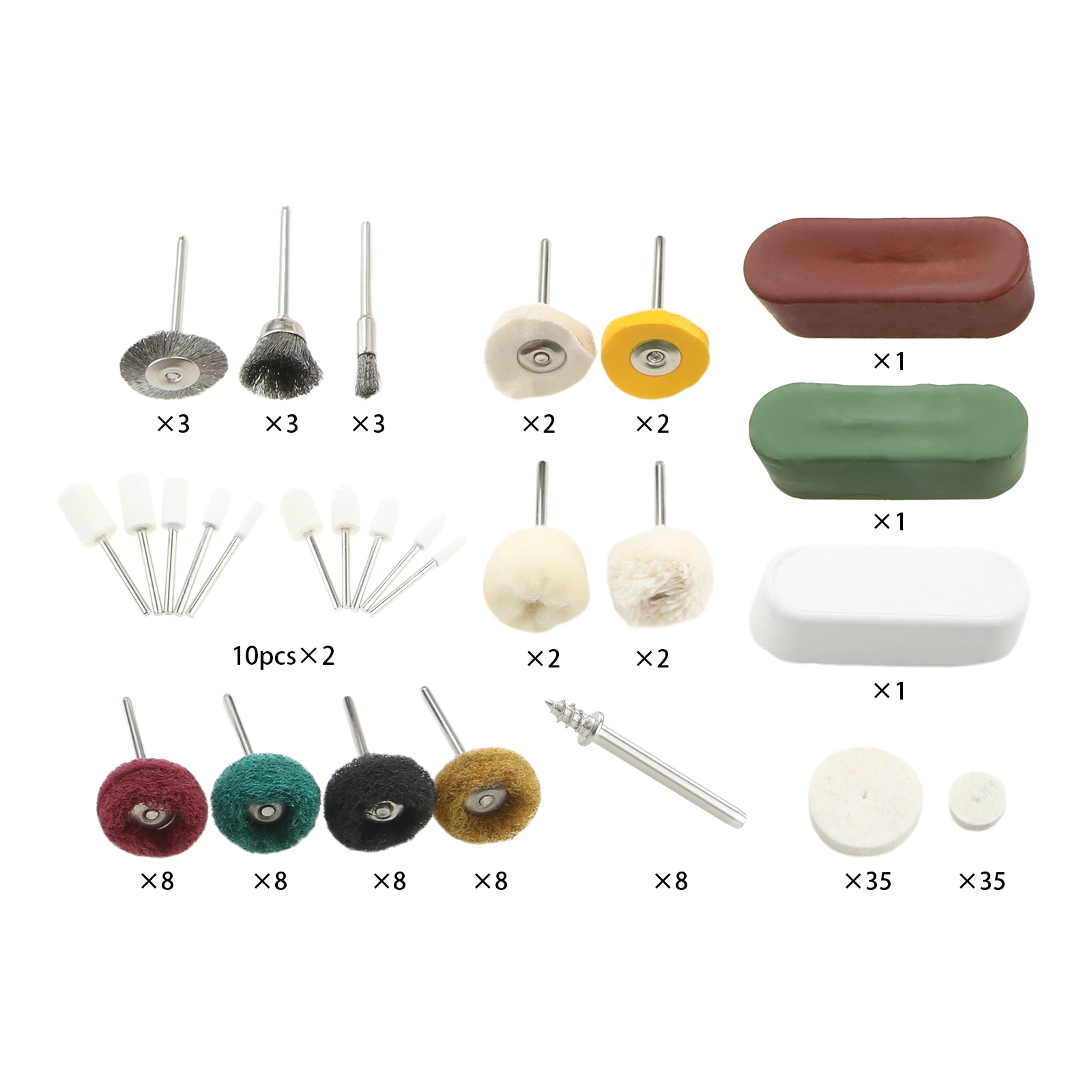 150Pcs Wool Grinding Head Abrasive Grinding Buffing Polishing Wheel Set Fit for Dremel Rotary Tool Cleaning Deburring 3mm Shank