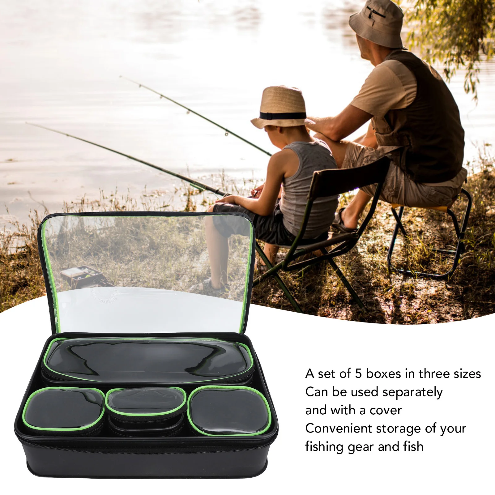 

Набор из 5 утолщенных водонепроницаемых кейсов из ЭВА для рыболовных снастей: износостойкий, легкий, большой емкости