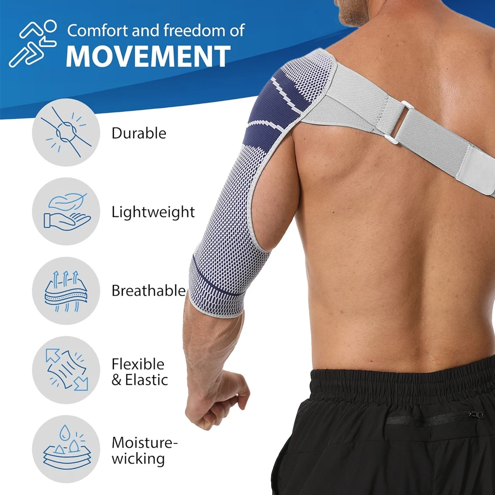 دعامة الكتف - كم دعم قابل للتعديل للكفة الدوارة الممزقة، وثبات الكتف والضغط - اليسار أو اليمين، للرجال والنساء