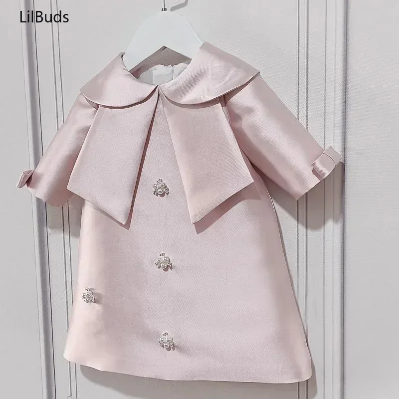 Wedding Dress for Girl Kids Birthday Evening ElegantParty Red Pink Clothes 1-12Y Children Bow Frocks Baptism Luxurious Boutique