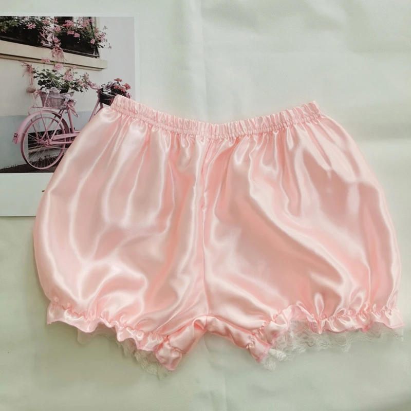 Mujeres Niñas Bloomers Volantes Encaje Trim Maid Suelto Calabaza Pantalones Sólidos