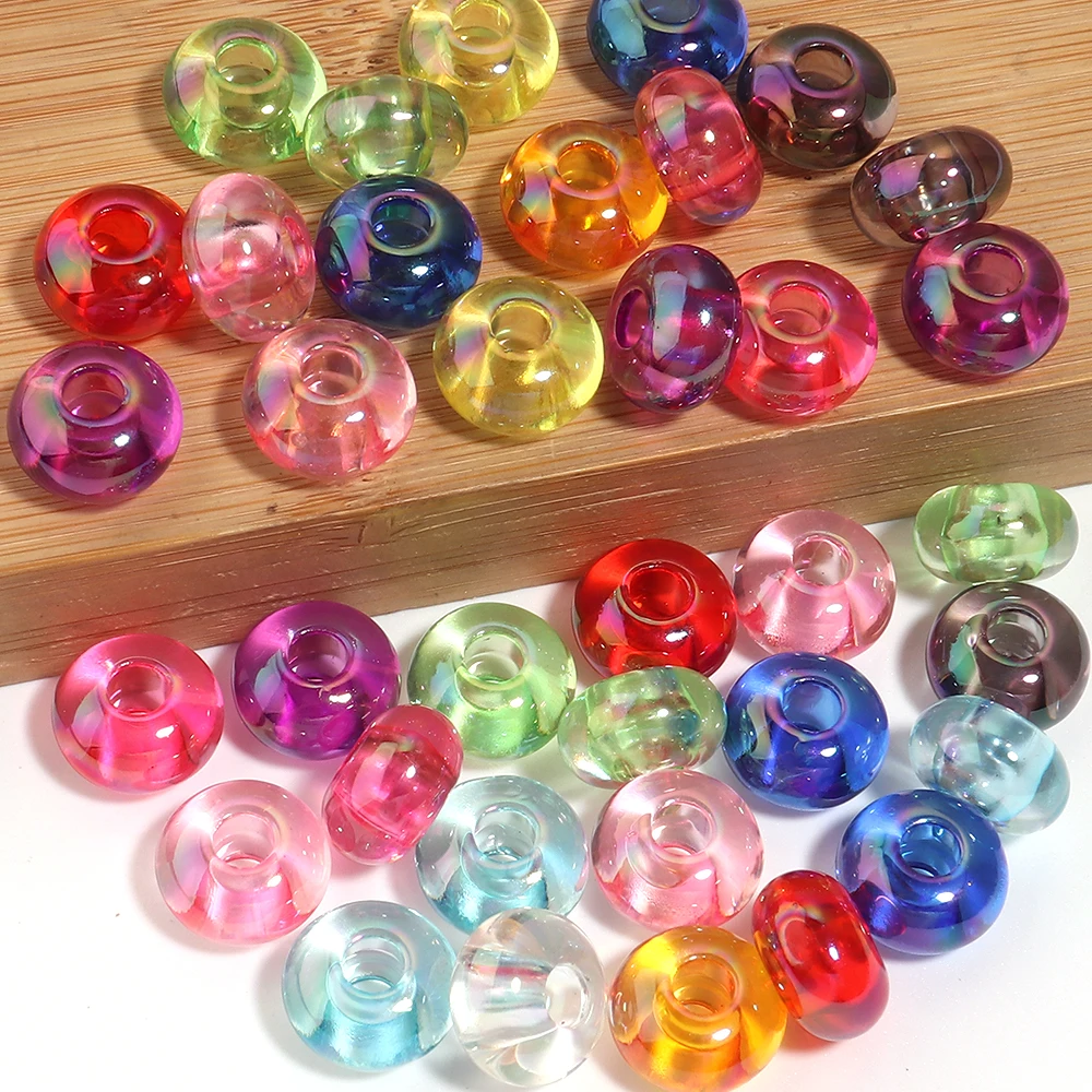 20 Stück farbige Muschel-Perlen aus transparentem Acryl, große Lochperlen, Rad-Abakus-Perlen für die Schmuckherstellung, DIY-Armband-Zubehör – Detail 4