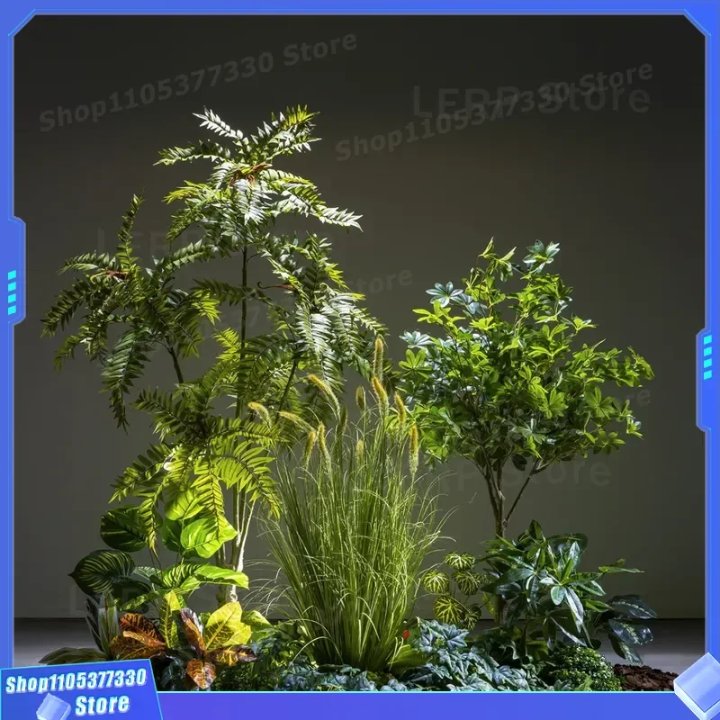 Large Artificial Green Plant Indoor Floor Decoration Bionic Tree Potted Landscape Simulation Foliage for Home Office Window