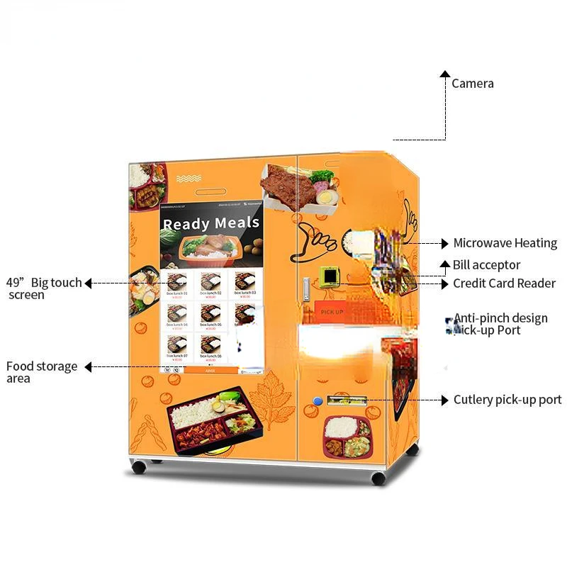 Bread Soup Heating Vending Machine Delicious Food Heating Hamburger Cash Coin And Card Reader On The Machine