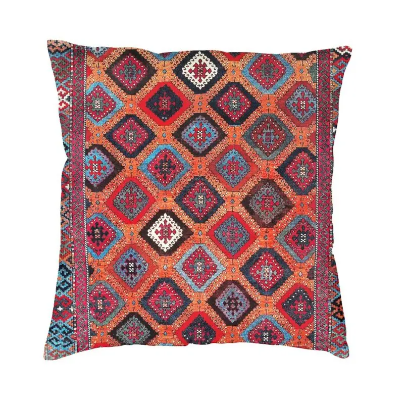 Sarkisla Sivas Bohemian Turkish Kilim Square Throw Pillow Cover Decoration Ethnic Art Geometric Diamond Cushion Cover