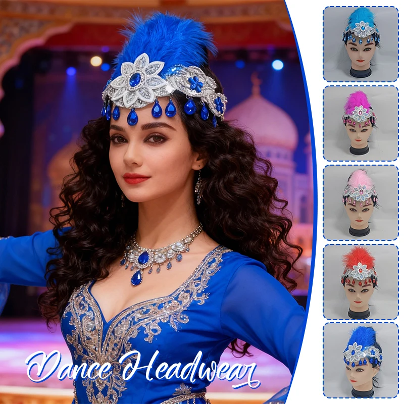 إكسسوار شعر لأداء المسرح، غطاء رأس من ريش الرقص الشعبي قابل للفصل، ديكور زي DIY لمهرجان الرقص الثقافي #1