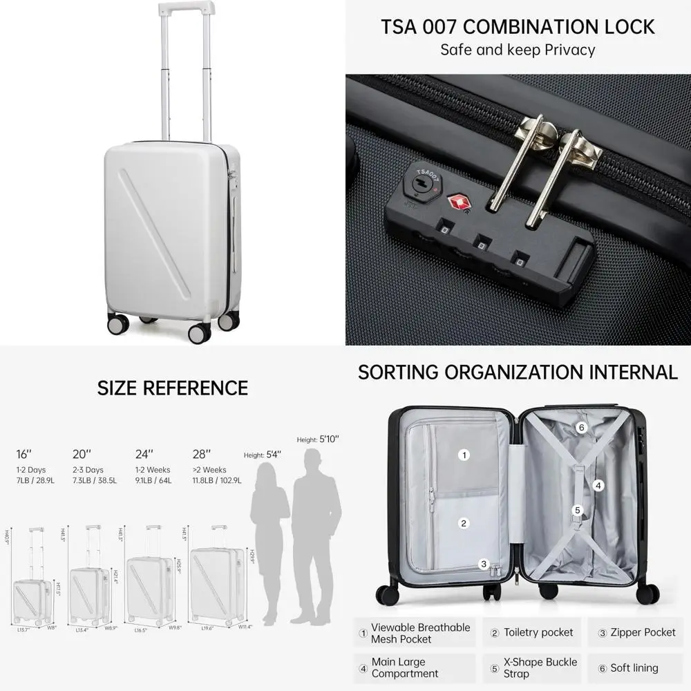 

20 Inch TSA Approved Hardshell Carry-On Suitcase with Wheels for Travel Luggage Storage and Convenience