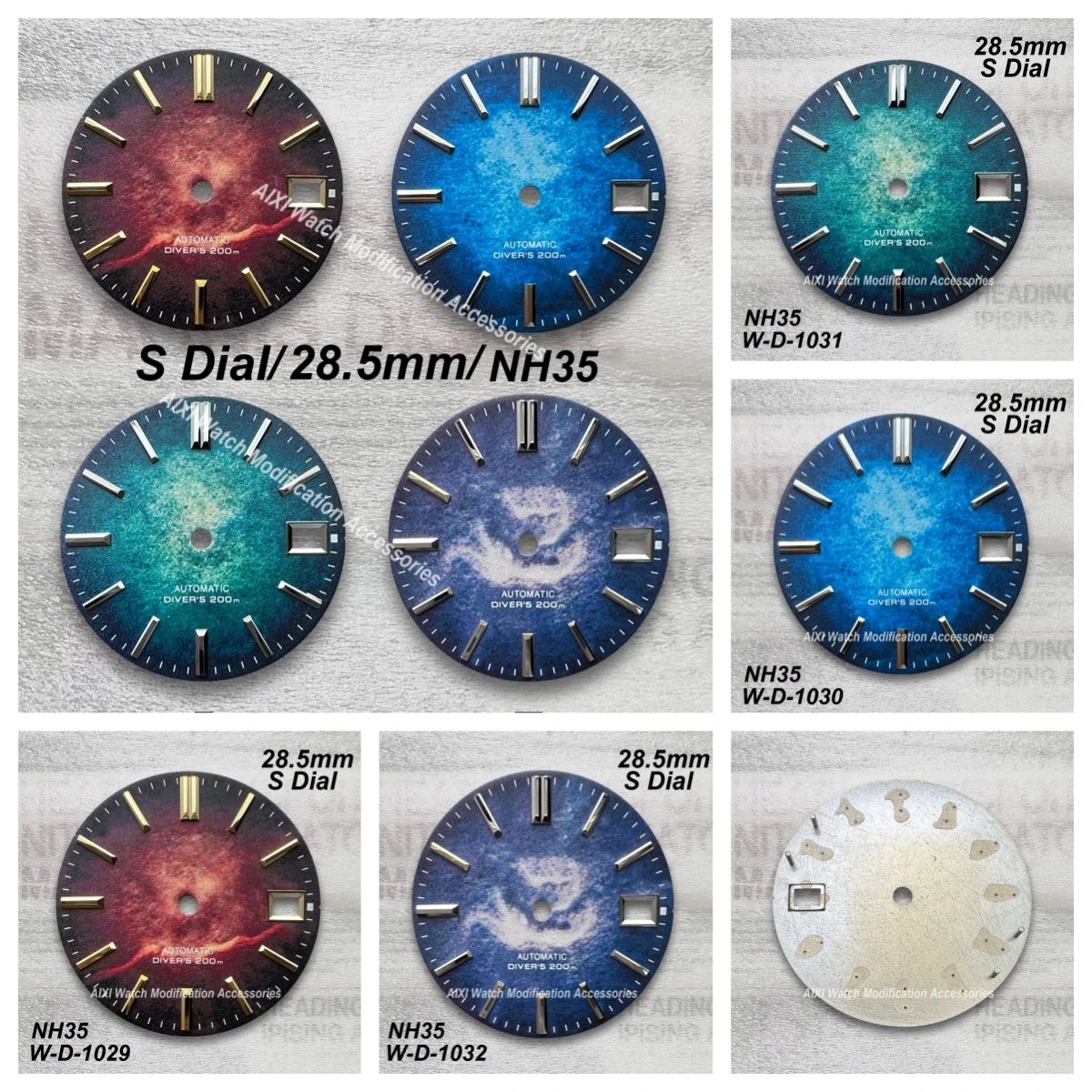 

28.5mm S Logo 3D Printed Color Dial Fit NH35 Movement High Quality Watch Modification Accessories