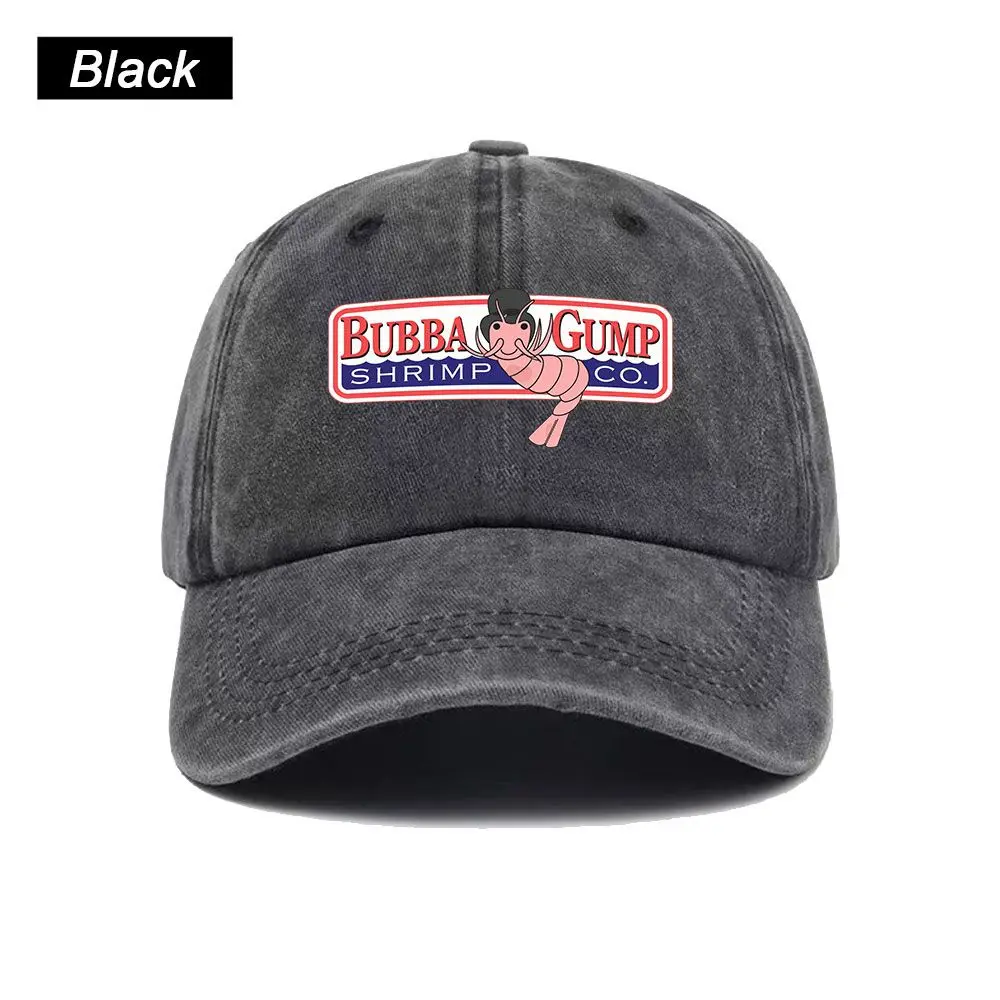 Vintage Washed Baseball Cap Bubba Gump Forest Shrimp Seafood Print Graphic Unisex Streetwear Casual Trucker Style Cotton Hat