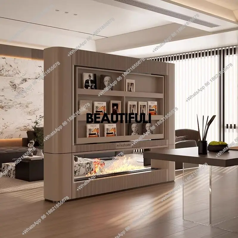 Living room large flat double-sided rotatable TV cabinet household partition bookcase integrated