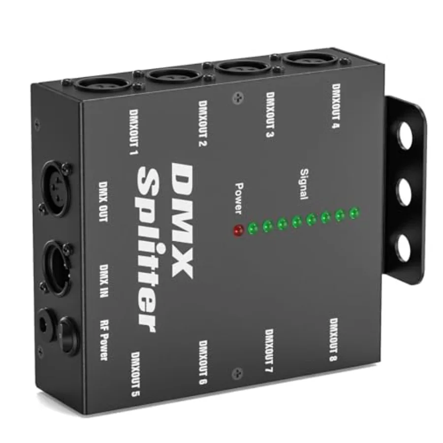 

8-Way Isolated DMX512 Splitter Amplifier Distributor with 3-Pin Outputs XLR Signal Amplifier Transmitter Receiver for DJ Party
