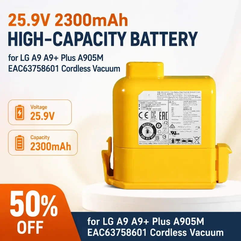 

25.9V 2300mAh High-Capacity Battery for LG A9 A9+ Plus A905M EAC63758601 Cordless Vacuum Fast Shipping In Stock