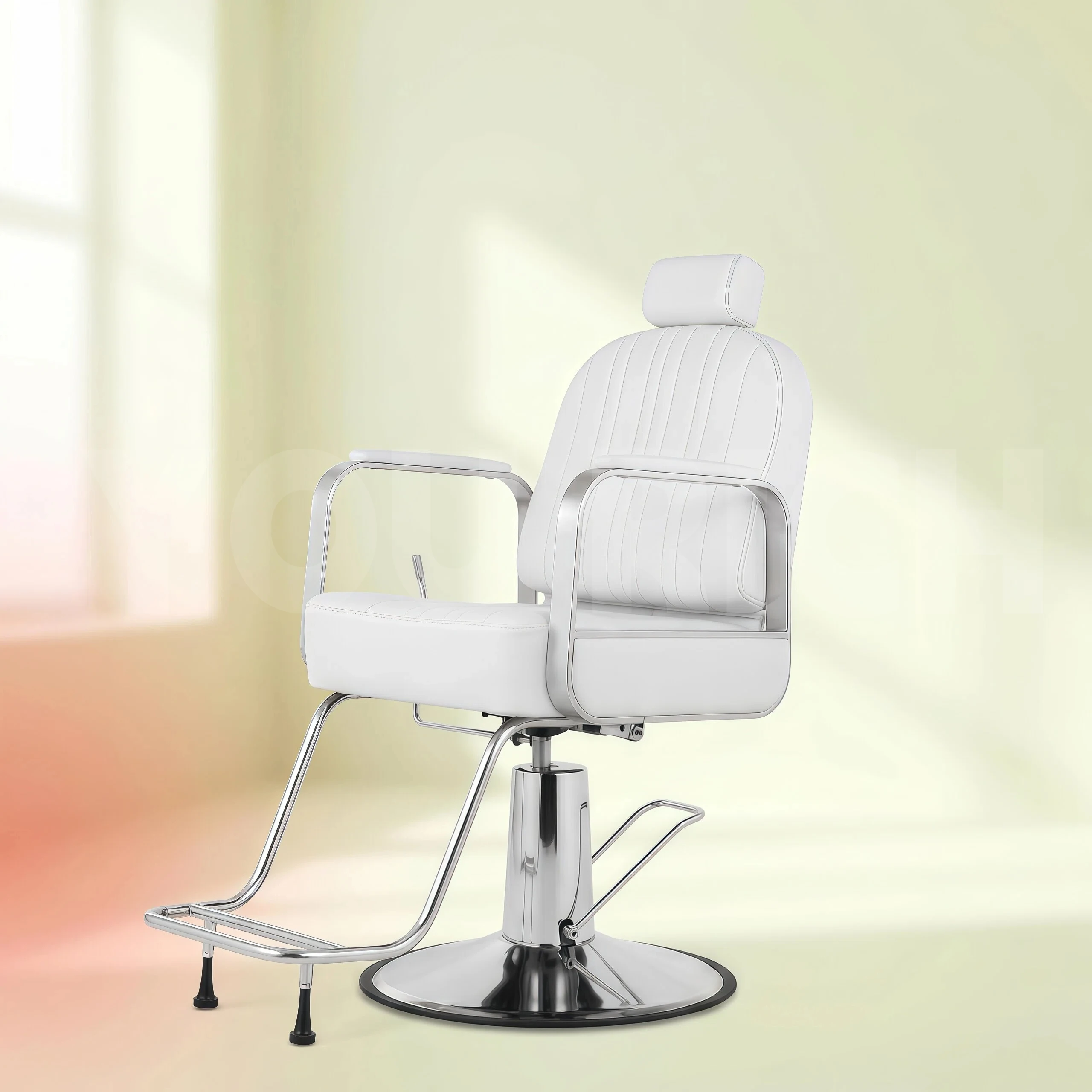 Salon Styling Chair Chrome Stainless Steel Frame Reclining Hydraulic Barber Chair Adjustable Chair For Beauty Barbershop