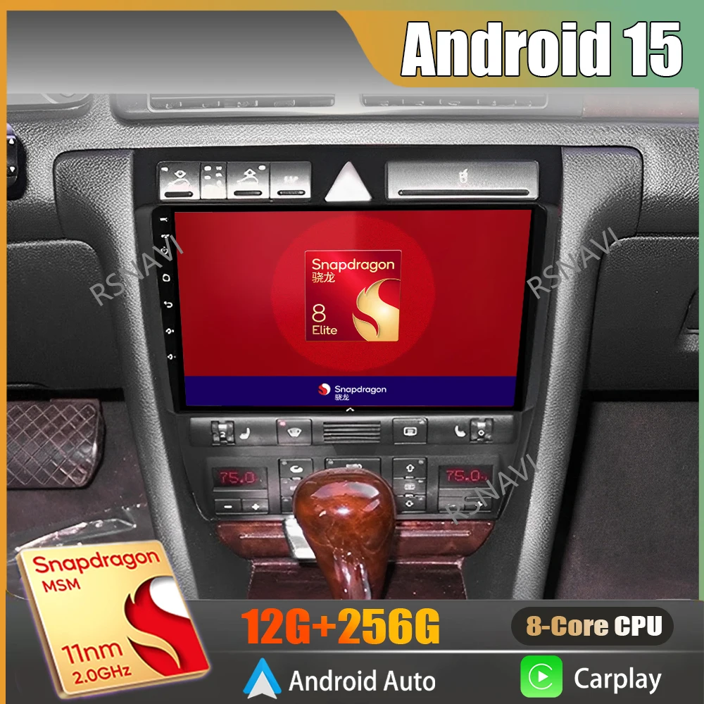 

Android 15 Carplay Auto для Audi A6 C5 1997-2004 S6 2 1999-2004 RS6 2002-2006 Автомобильный радиоприемник GPS-плеер Мультимедиа Видео Стерео