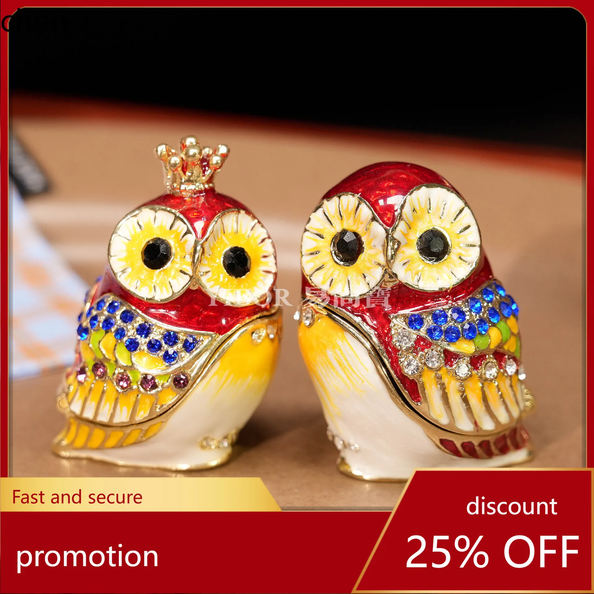 

H1 Cross-Border Enamel Jewelry Box Crown Little Owl Home Decoration Storage Box Cartoon Craft Handmade