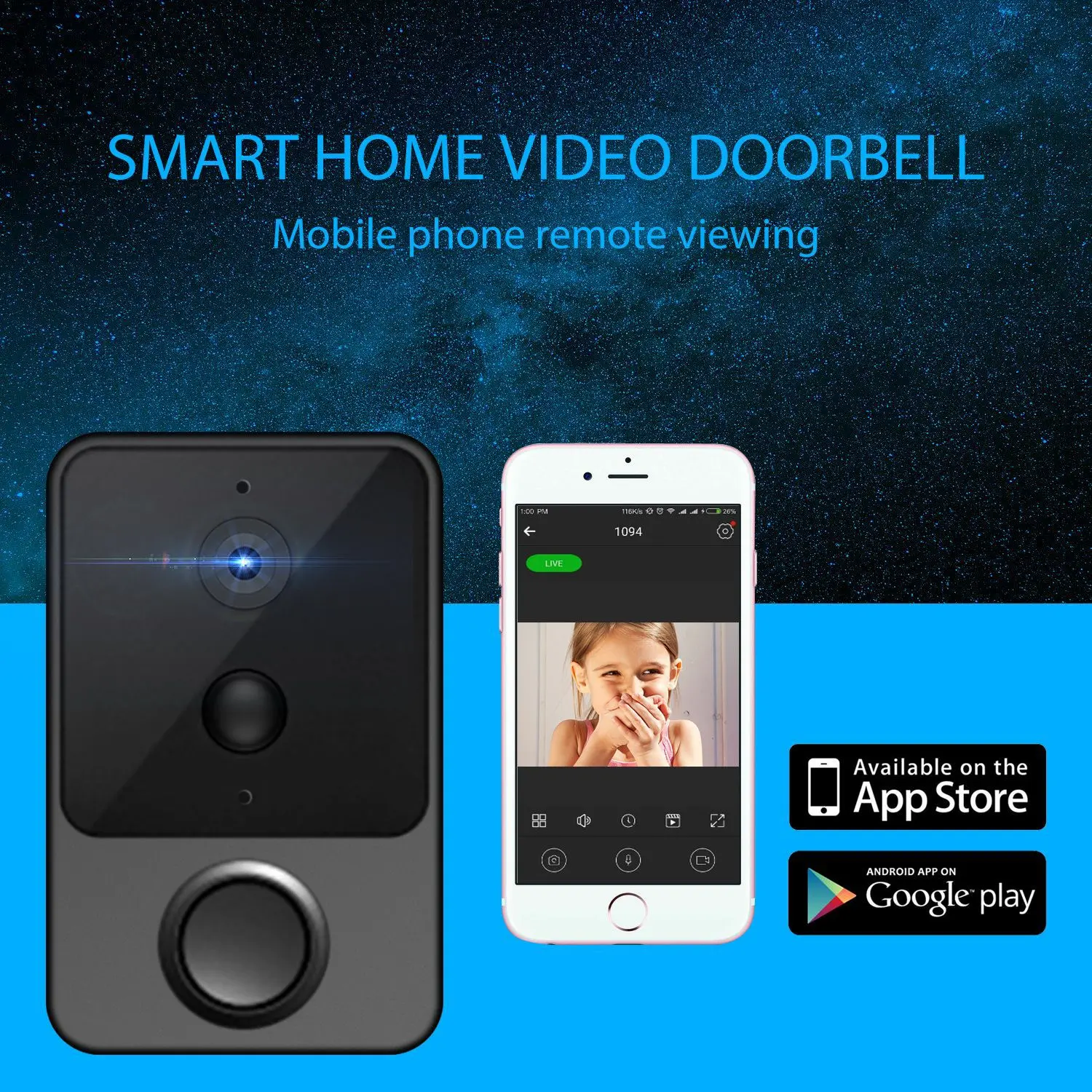 PIR Motion Detection Video Doorbell WiFi Wireless HD1080P Smart Security Intercom Tuya App Home Surveillance Camera Night Vision