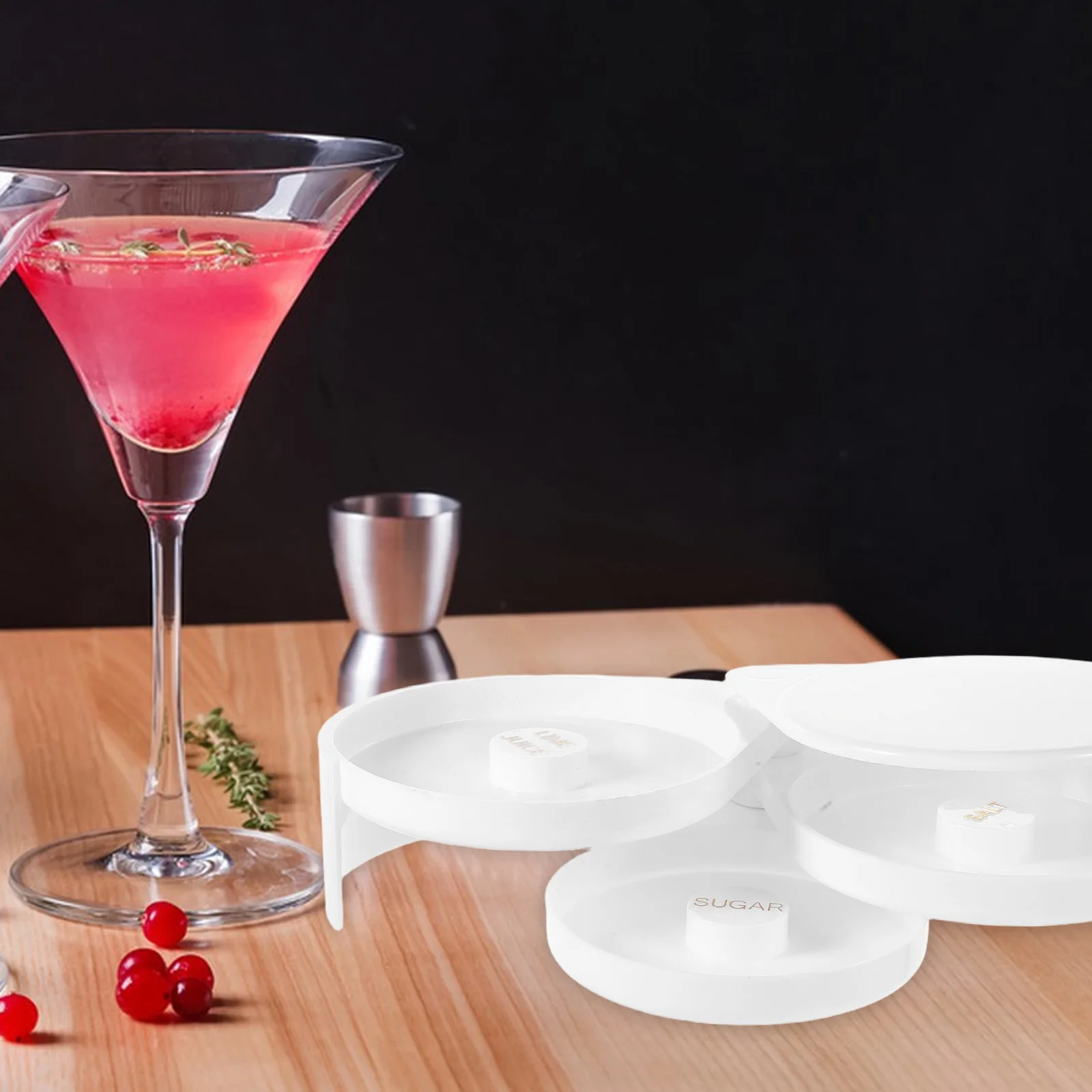 

3-Tier Rotating Bar Salt Box Transparent Window Spice Container With Lid For Sugar Lime Juice Seasoning Storage Picnic Cocktail