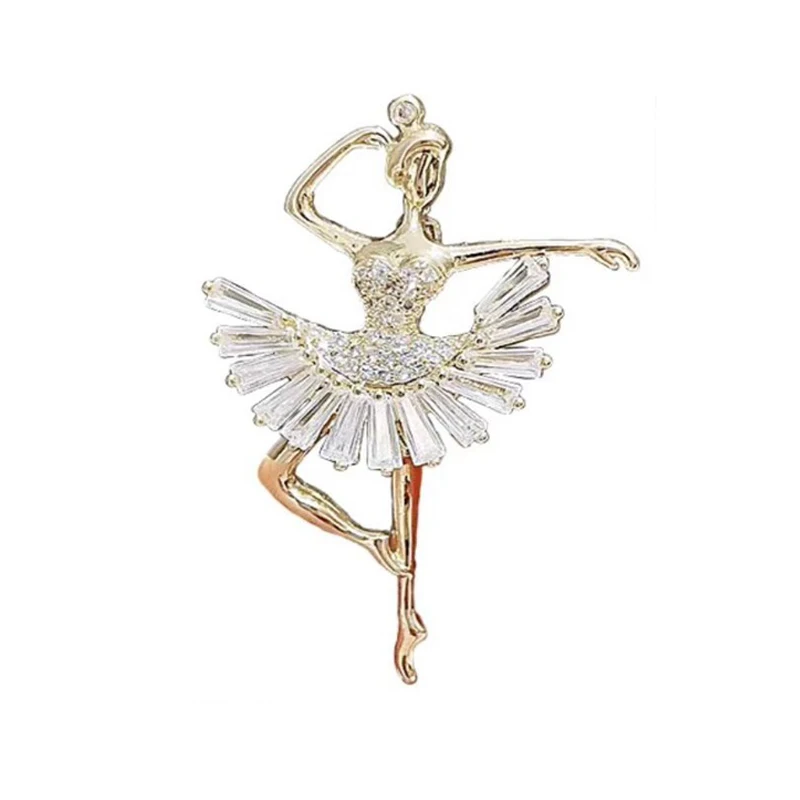 Luxury Rhinestone Dancing Girl Fairy Brooch Pin For Women Girls Crystal Butterfly Wings Brooch Wedding Bride\'s Accessories