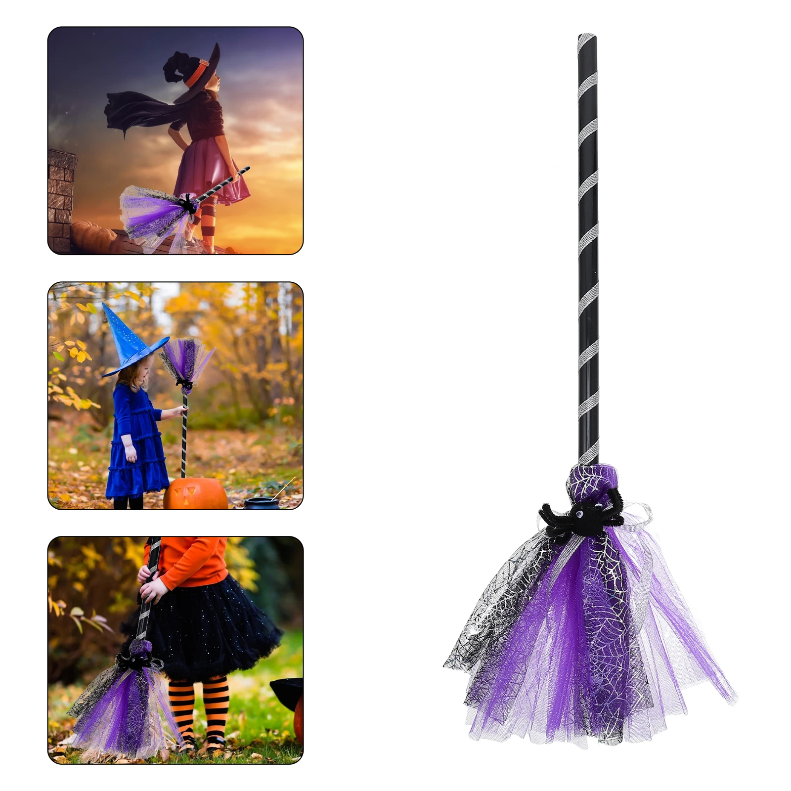 

1pc Halloween Witch Broom Decorative Besom Costume Prop For Haunted House Stage Children Gift Party Prop