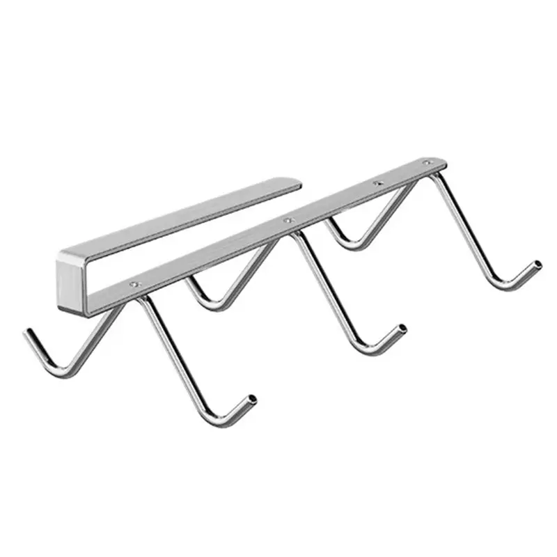 【24H SALE】Mutifunctional Kitchen Utensil 6 Hook Coffee Cup Mug Holder 304 Stainless Steel Storage Hook Without Drilling Rack