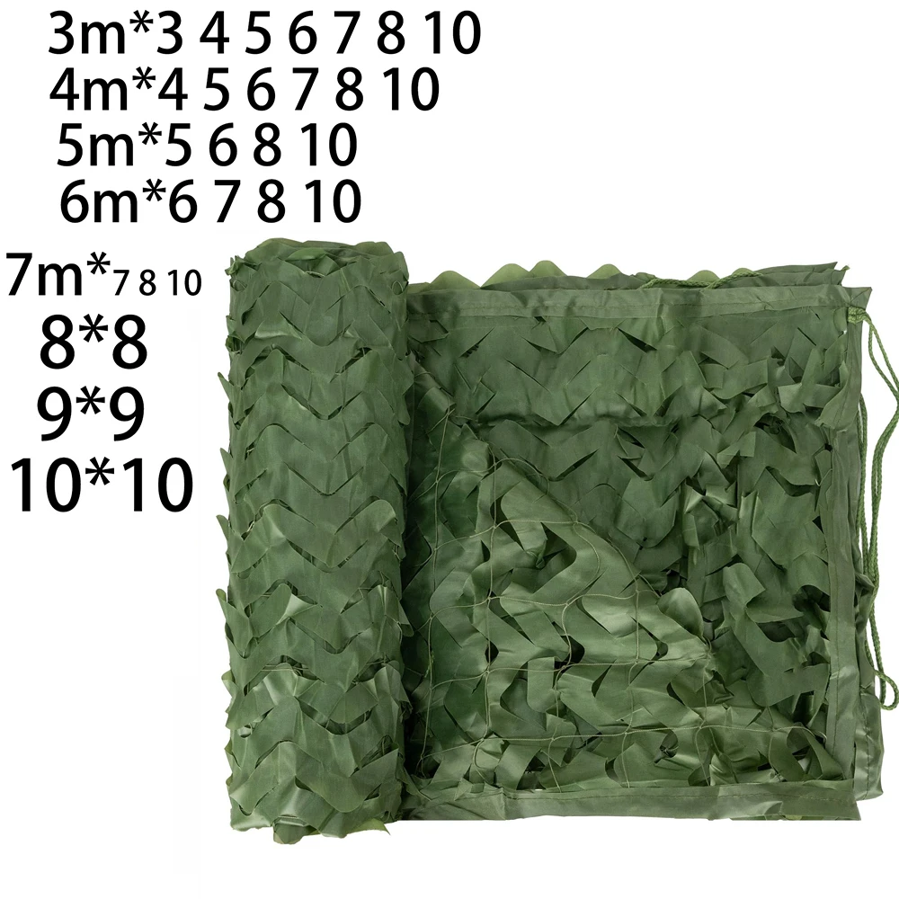 Large Custom Camouflage Net 4m*4 5x5 6x6 7*7 8x8  Pure Green Camo Netting Sun Shade Sail Garden Hunt Tent Awning Canopy Car Suv