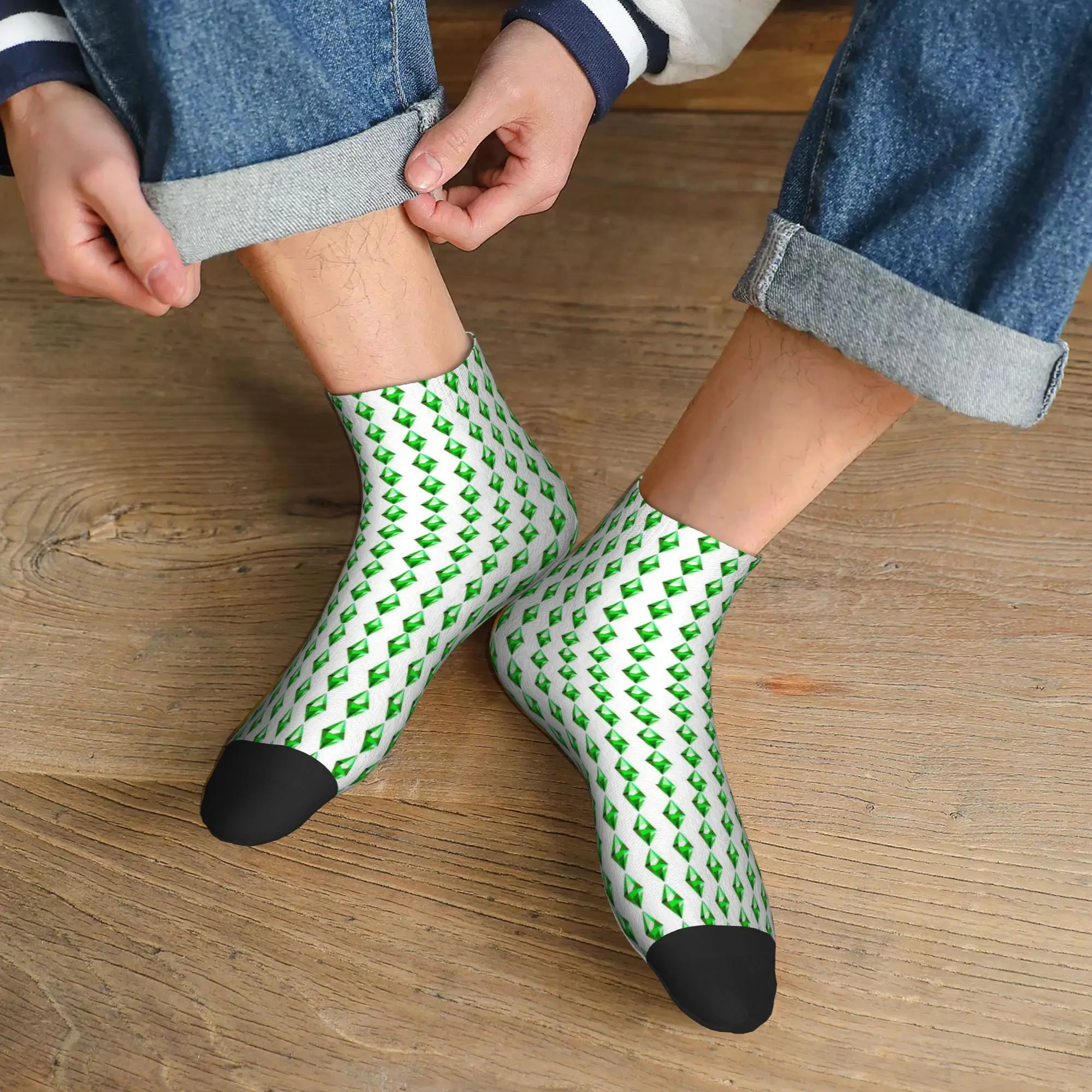 The Sims 4 Plumbob Socks Harajuku Stoking Super Lembut Aksesori Kaus Kaki Sepanjang Musim untuk Hadiah Ulang Tahun Pria Wanita