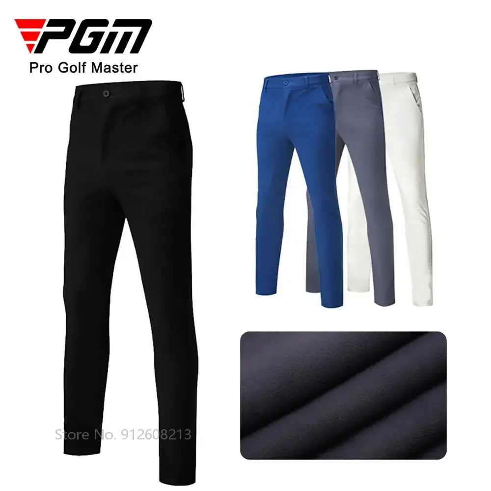 Pgm Mens Waterproof Golf Trousers Male High Elastic Golf Pants Men Fleece Thicken Warm Golfing Pants Winter Apparel XXS-3XL