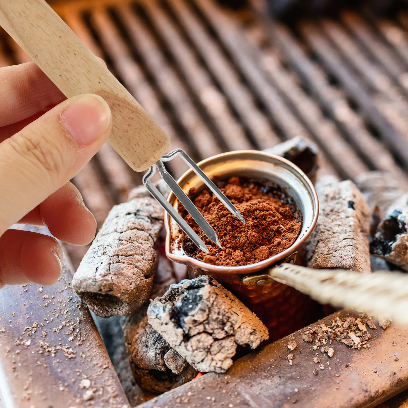 Coffee Powder Needle Stainless Steel Wood Espresso Stirrer Tool Portable Magnetic Absorption Uniform Distribution Coffee