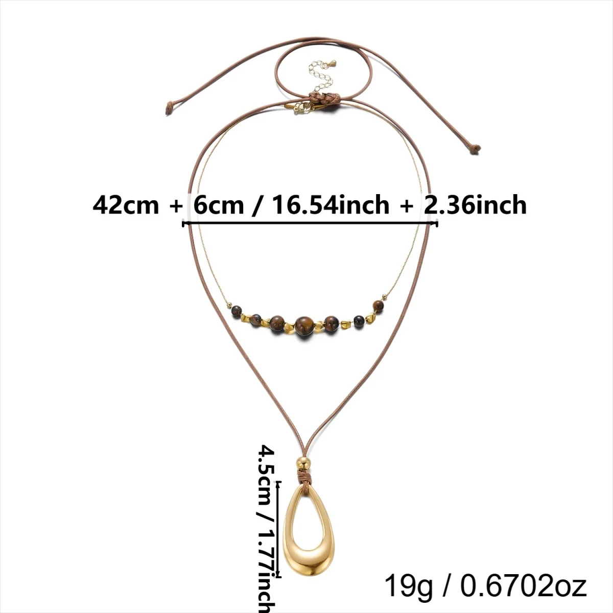Vintage Maillard Halskette mit natürlichen Tigeraugen-Perlen, Sonnen- und ovalen Anhängern, für Damen und Herren, im ethnischen Stil, mit Blumen- und Kristallmotiven, lange Choker-Kette. – Detail 40