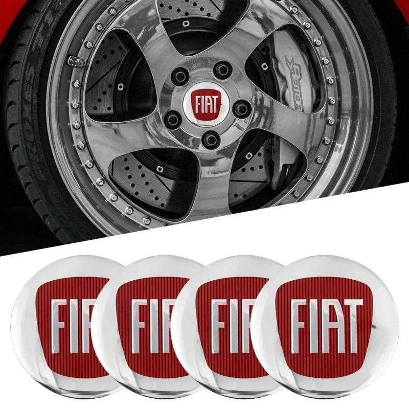 4 Stück 56mm Auto-Emblem Radnabenabdeckung Aufkleber für FIAT 500 Ducato Grande Panda Punto Abarth Pulse Strada 500L Mobi