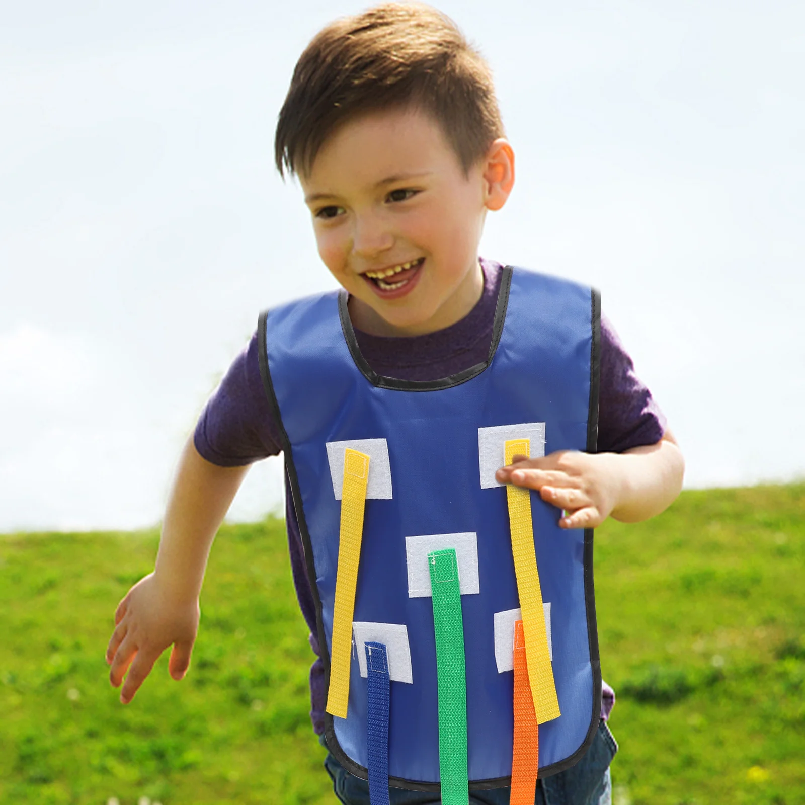 Juego de chaleco para tirar de cola, juguetes deportivos para niños, pelota de captura de actividad, aprendizaje para niños, tela educativa al aire libre con cinta