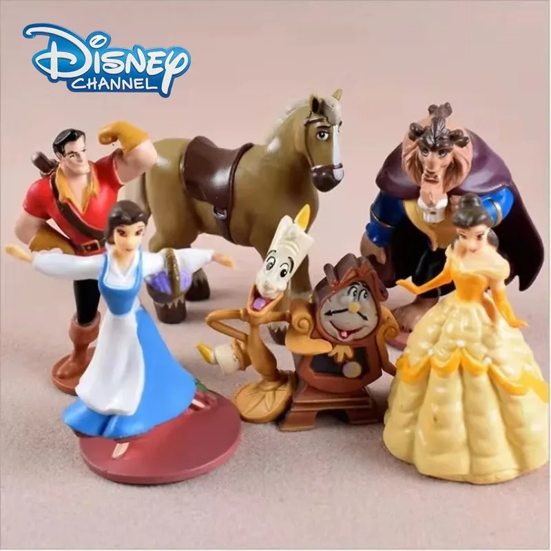 

Disney Figurine 6pcs/1set Beauty and The Beast Belle Cartoon Anime Figure Toy Doll Model Cake Desktop Car Ornament Birthday Gift