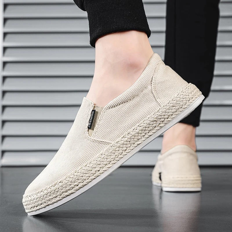 Old Beijing cloth shoes men's spring breathable casual one foot white board shoes 2024 new men's canvas trendy shoes