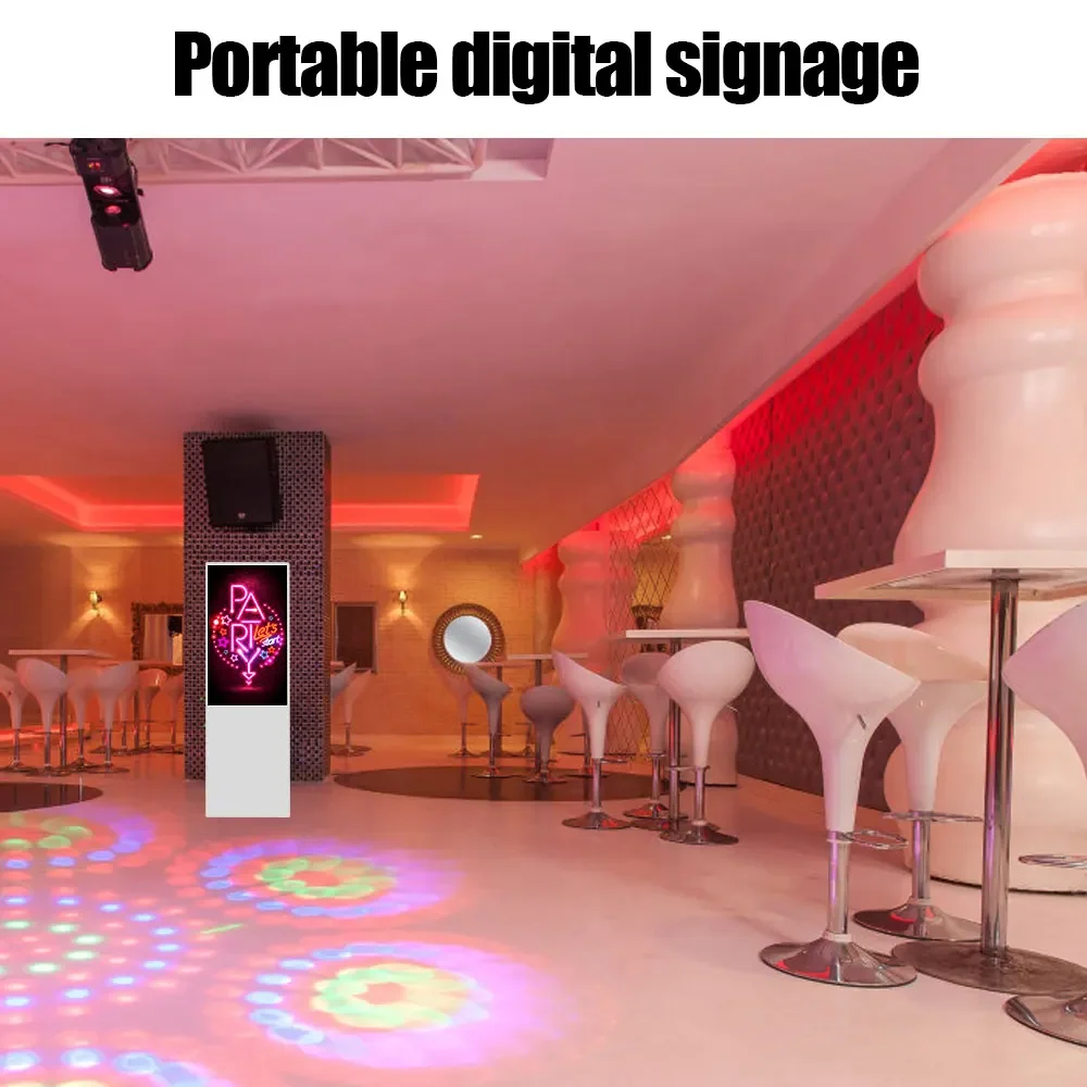 43 49 55 polegadas interior móvel bateria energia publicidade sinalização display portátil tela de toque lcd cartaz digital