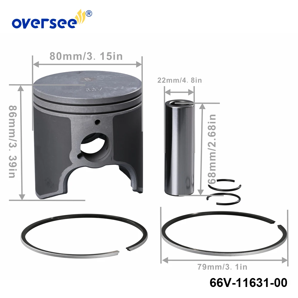66V-11631 STD Piston Kit for Yamaha Jet Ski Waverunner XLT1200 GP1200R 2 Cylinder Outboard Engine 66V-11631-00