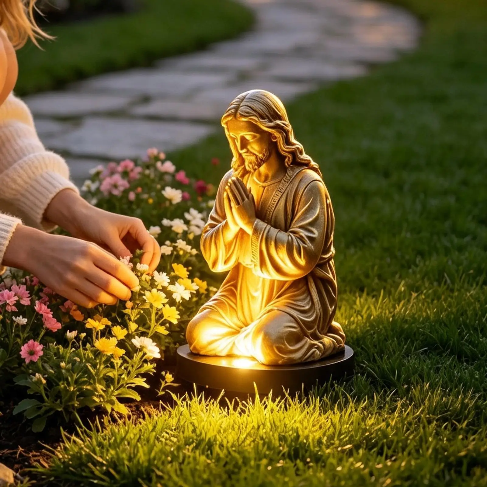 Solar Jesus Garden Light Outdoor LED Lighted Decoration Stake Solar Powered Jesus Light For Garden Patio Backyard Courtyard