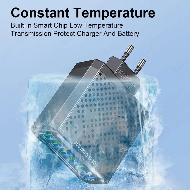 Wieloportowa głowica ładująca 6 w 1 5v3a Głowica szybkiego ładowania Qc3.0 Szybkie ładowanie do Samsung S23 Xiaomi Wtyczka adaptera Eu/kr/us/uk — zdjęcie produktu 3