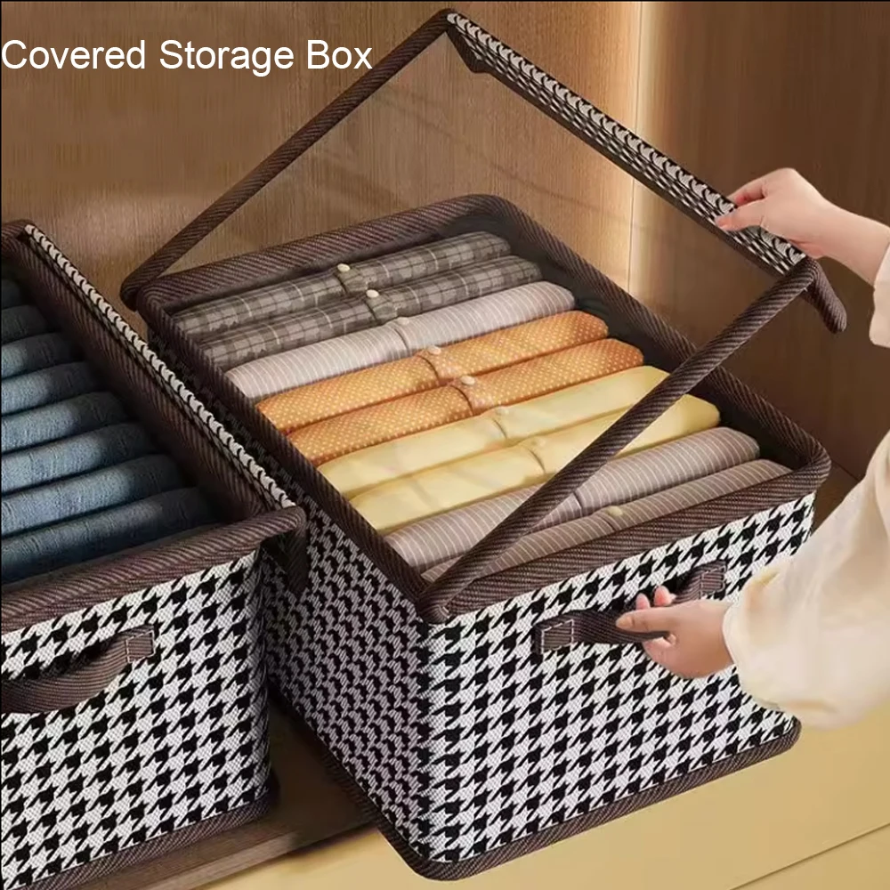 1PC With Lid Dustproof Closet Organizer Clothes Storage Box Home Storage Holiday Decoration Storage