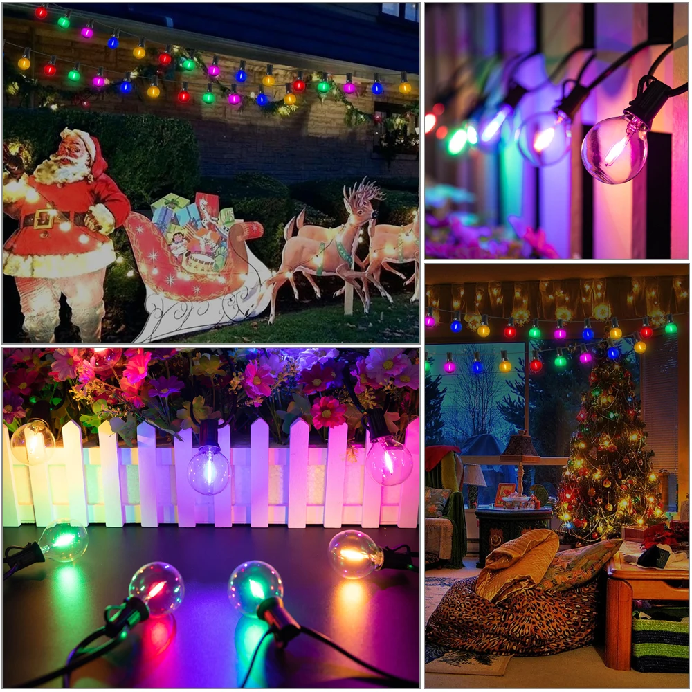 RGB G40 Globe String Lights 220V EU 110V US Led Lights Clear Glass Multiple Colors Retro Wedding Party Christmas Supplies Light