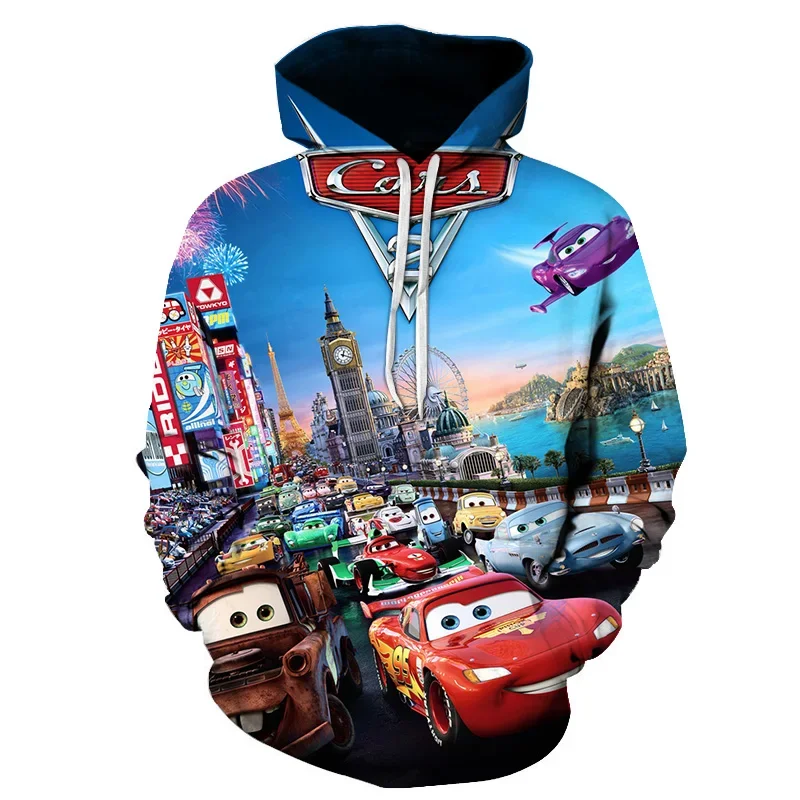 Cars 2 Boys Girls Hoodies Lightning McQueen Pullover 3D Printed Disney Pullover Autumn Men's Hoodies Oversized Men's Clothing