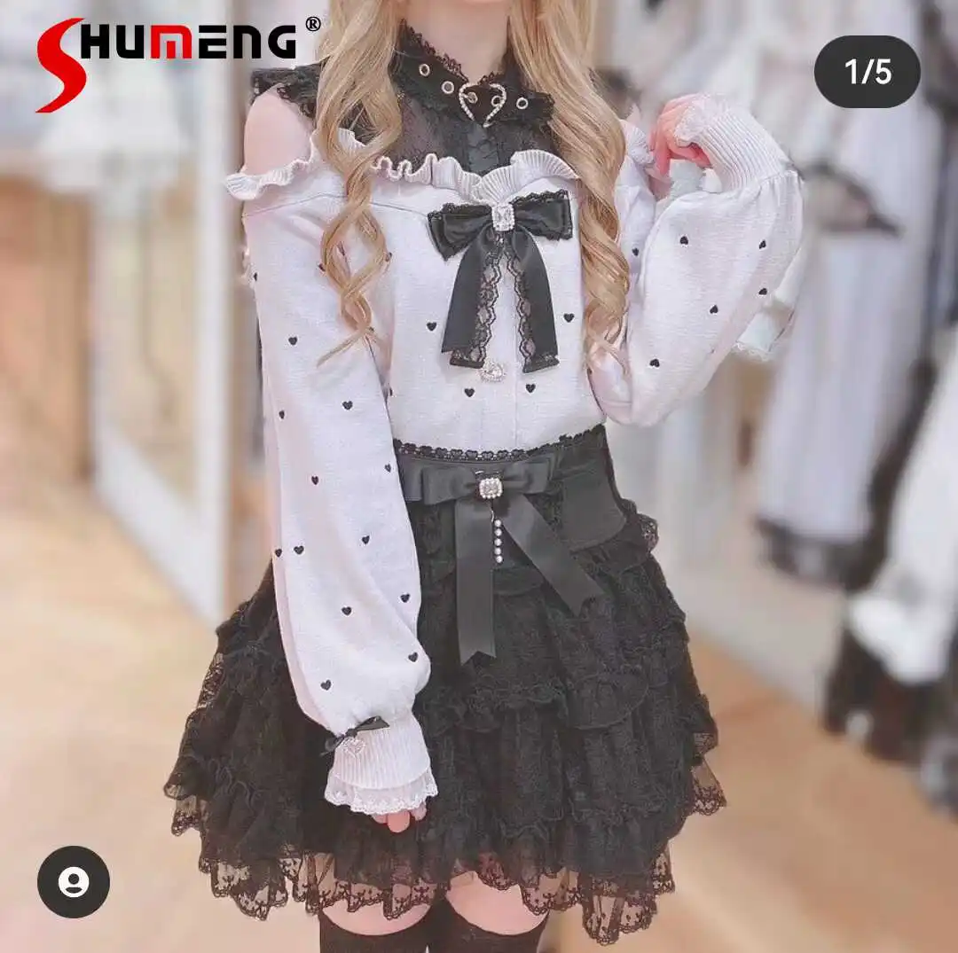 Summer Cute Girl Rhinestone Bow Mesh Lace Skirt 2024 New Japanese Style Sweet High Waist Cake Short Skirts for Women 3 Colors