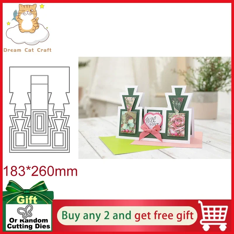Double Side Stepper Card Metal Cutting Dies DIY Scrapbooking Embossing Paper Photo Album Stamps Crafts Templates Mould Stencils