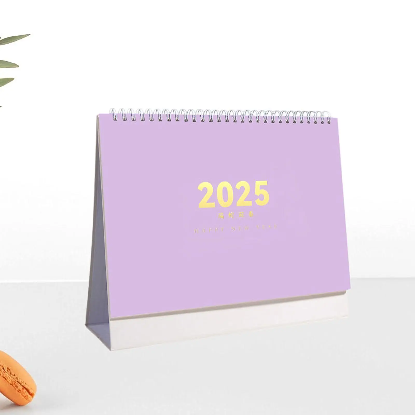 2025 Year Table Calendar Standing Flip Daily Monthly Planner 10x3.1x8.4inch with Coil Purple Cover for Living Room Versatile