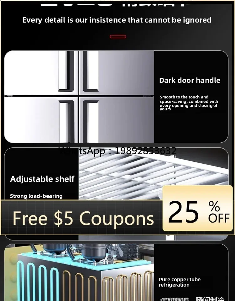 a3 glass four-door refrigerator commercial refrigeration freezing double temperature freezer 4-door freezer display cabinet