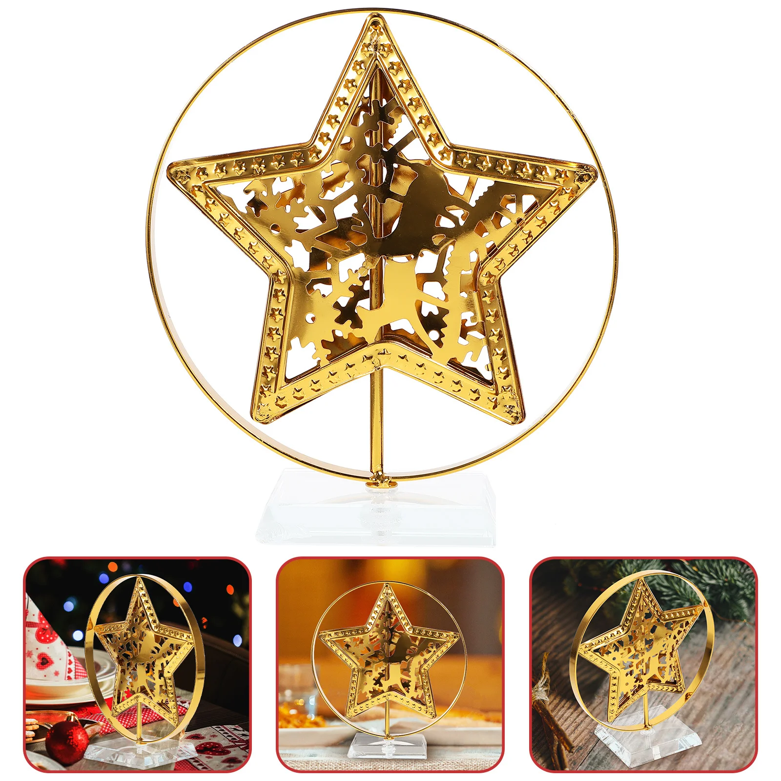 

Metal Tabletop Star Ornament Christmas Desktop Decoration Xmas Table Centerpiece Holiday Party Decor For Home Office Coffee