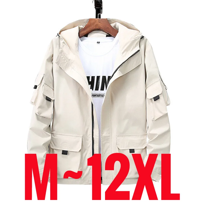 

Extra Big Size 12XL Jacket Men Hooded Zip Up Windbreaker Male Cargo Windproof Windshield Large Plus 6xl 7xl 8xl 9xl 10xl Spring