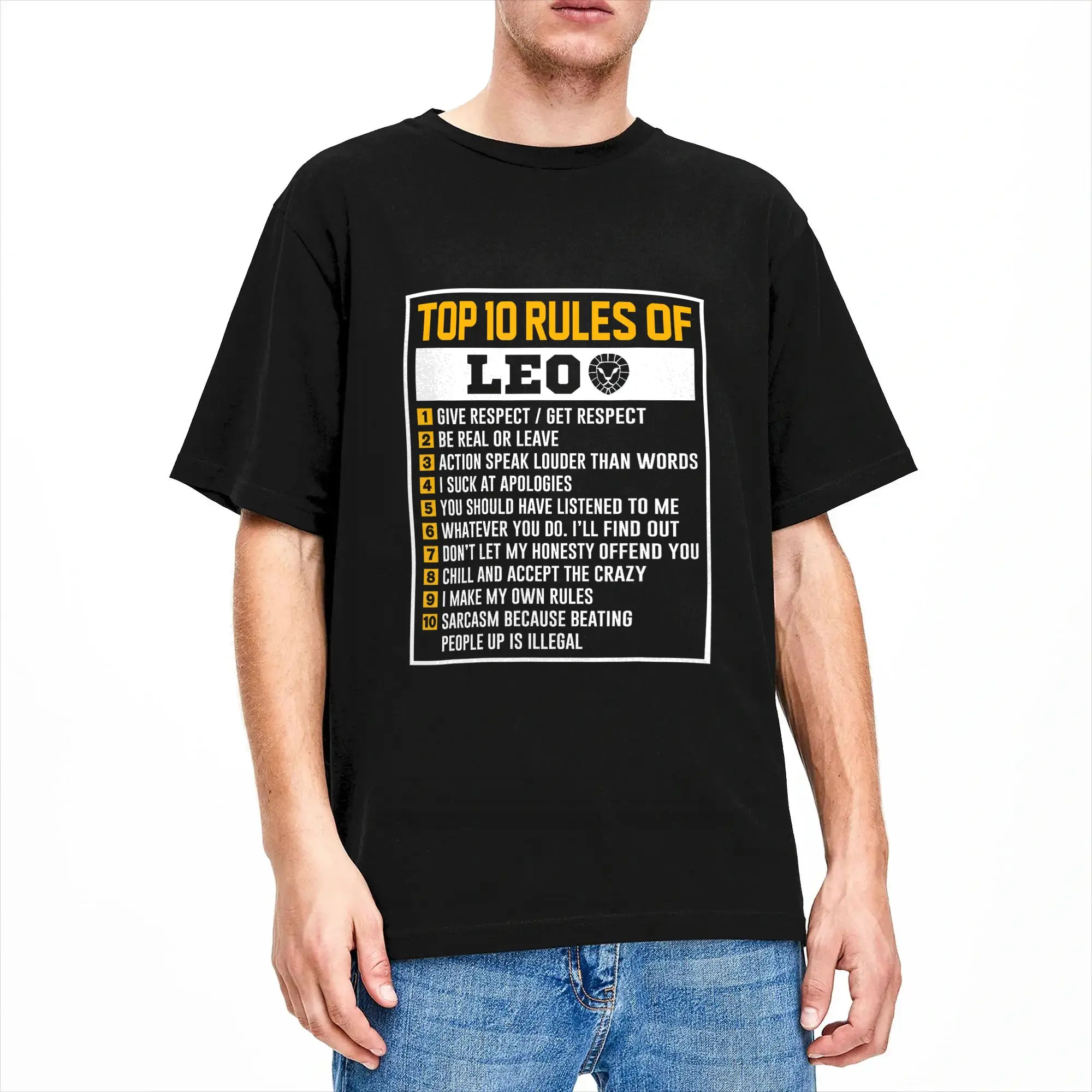 Top 10 Rules Of Leo Birthday Horoscope T Shirt Summer  Cotton T Shirts For Male Design Tee Shirt Short-Sleeved Funny Top Tees