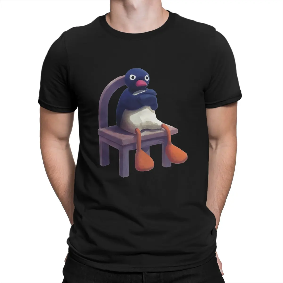 Pingu Penguin Anime Angry T Shirt Homme Men's Tshirt O-Neck